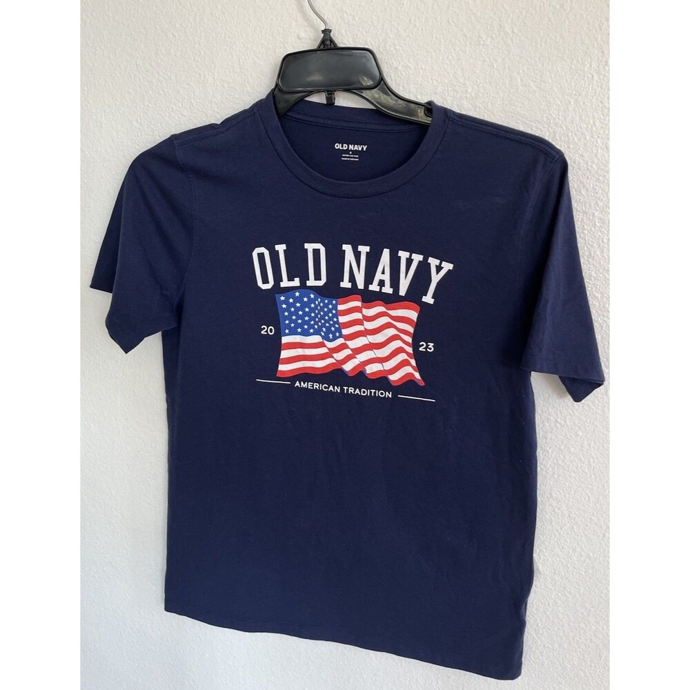 Old Navy American Tradition TShirt Small Navy Blue Patriotic Stars & Stripes